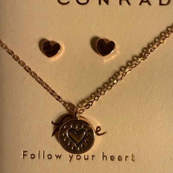 LC Lauren Conrad Gold Heart Necklace and Earrings - Picture 2 of 2